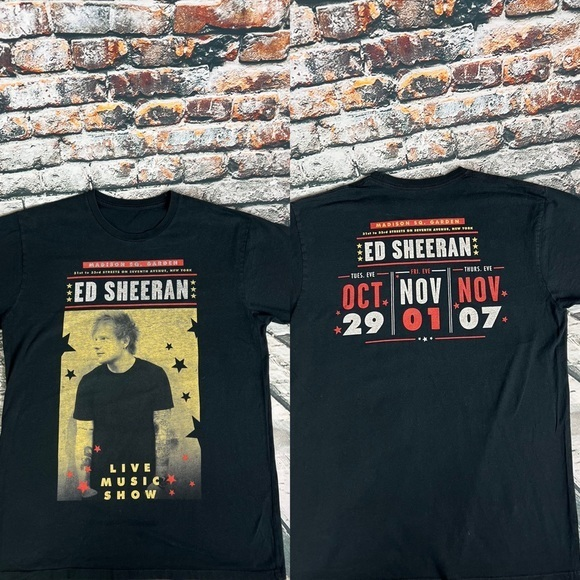 Tops - ED SHEERAN Black Band Pop Madison Square Garden Adult Sz. L